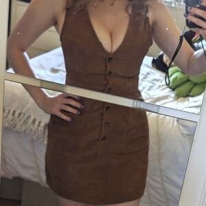 Corduroy button up mini dress